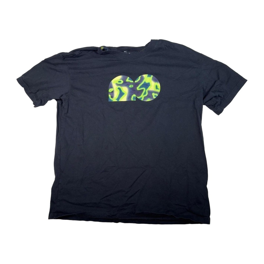 Nike‎ Tee Black Loose Fit Men's T-Shirt Graphic Print Size L Green Electric Wave